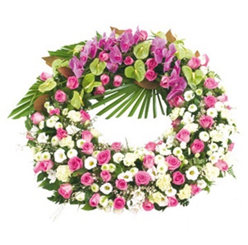 funeral wreath soft colors mixed flowers