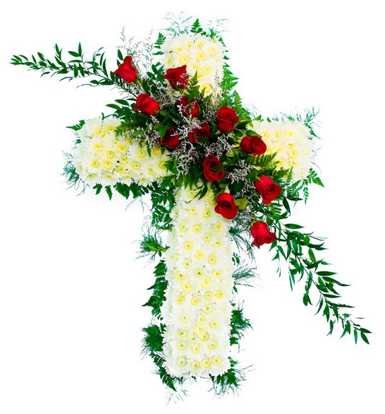white funeral cross