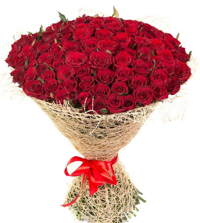 bunch of 100 red roses