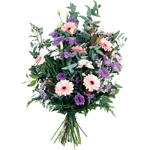 purple funeral bouquet