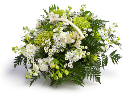 basket of white flowers